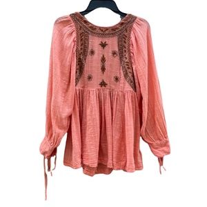 Free People Embroidared Peasant Blouse